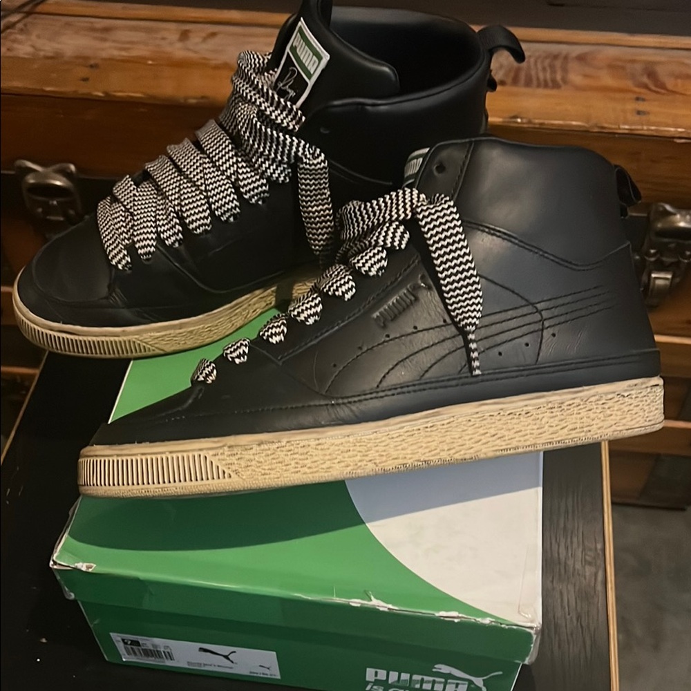 RHUDE X PUMA SUEDE MID DISTRESSED SNEAKERS SIZE 9.5